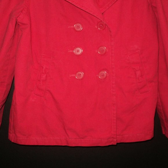Gymboree Girls Lightweight Coat, Size M, 7-8, Red Double Breasted, Bow Accents - Picture 3 of 6